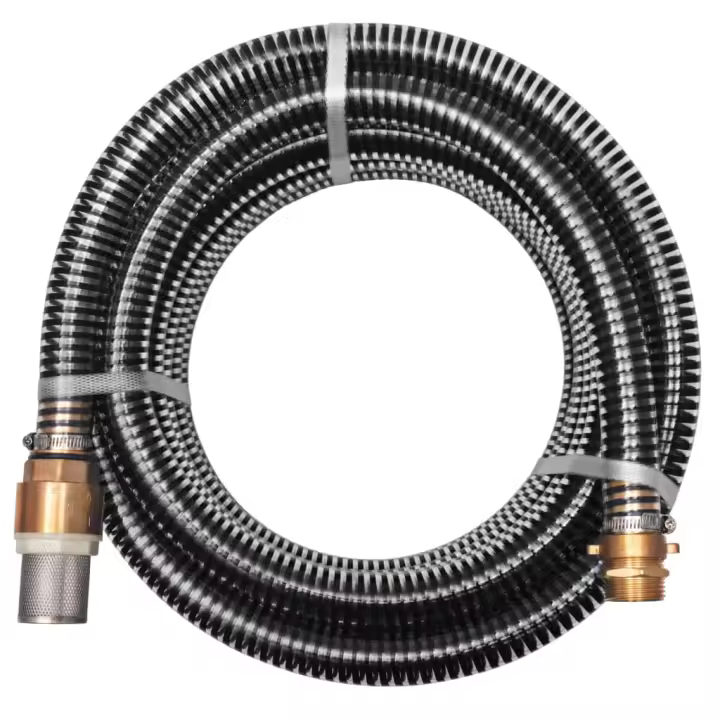 vidaXL Manguera de succión con conectores de latón 4 m 25 mm negra - 1