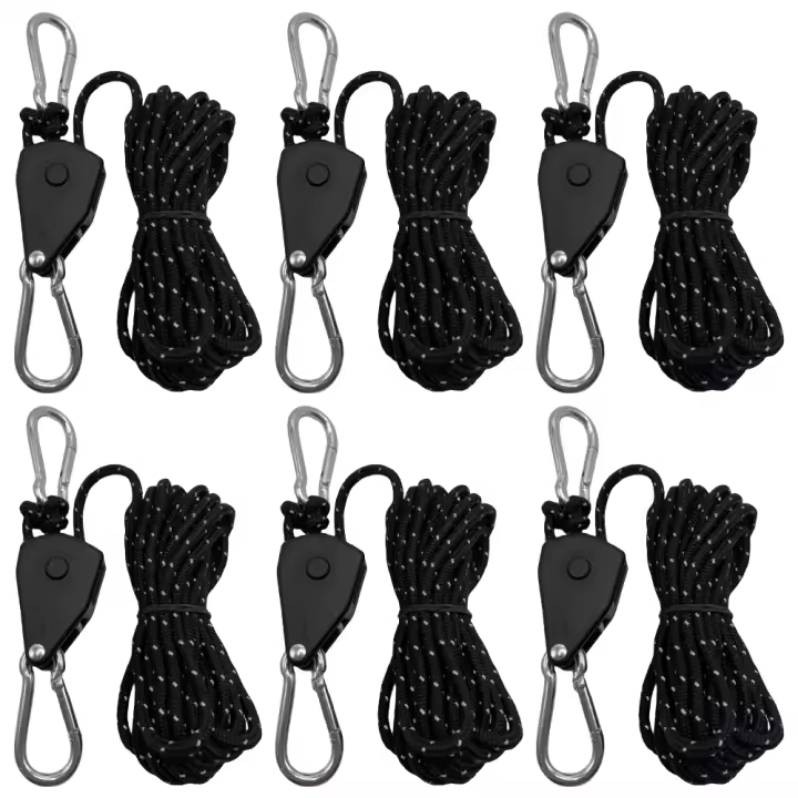 6Pcs Cuerda De Atado Para Acampar 4mm Afinador De Cuerda De Viento Hebilla De Pulley Ratchet Gancho De Cuerda De Tenda Accesorios De Tenda - 1