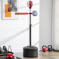 SPORTNOW Saco de Boxeo de Pie con Bola de Velocidad Altura Ajustable Base Rellenable de Agua o Arena Barra de Reflejos e Inflador Punching Ball para Adultos 80,5x48x163-205 cm Negro y Rojo - details 1