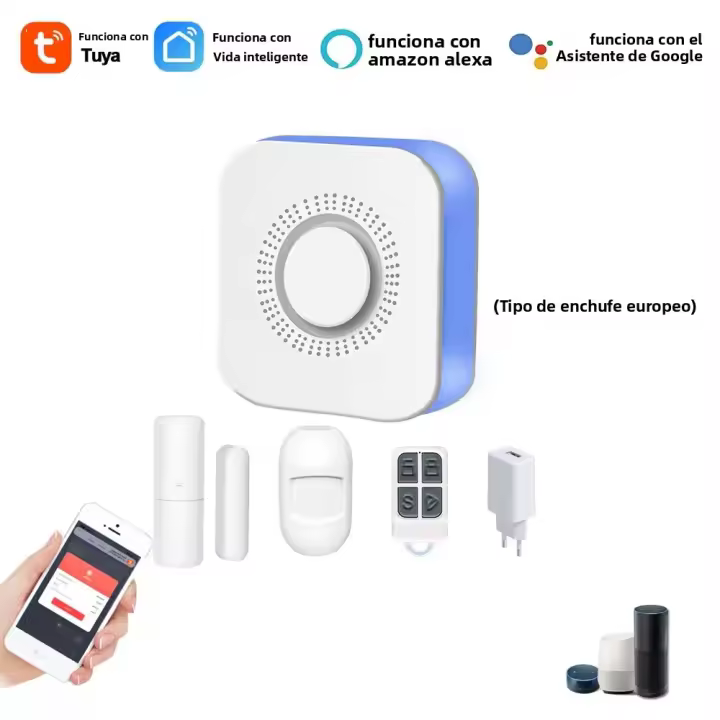 Sistema De Alarma WiFi Tuya ONENUO Seguridad Inteligente Para El Hogar Con Accesorios Inalámbricos Control Por Alexa Y Smart Life APP Kit De 24 Zonas - 1