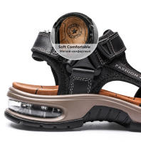 Sandalias De Verano Para Hombre En Cuero Genuino Gladiador Cómodas Para Playa Y Exteriores Tallas 38-46 Cierre Con Hebilla - details 7