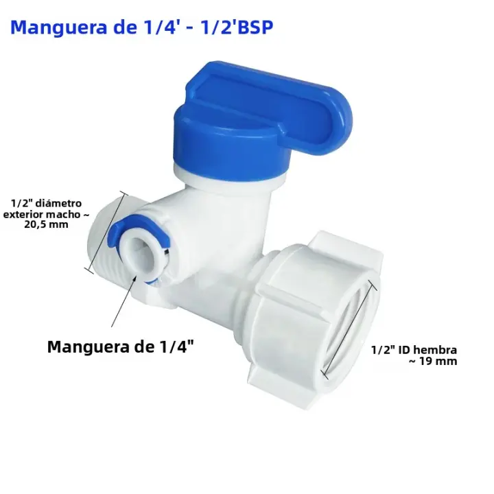 Adaptador De Agua 1/2'' Thread a 1/4 3/8 Tubo Para Válvula De Agua RO Filtro De Agua Suministro De Agua Inversa Sistema Para Purificador De Agua Grifo - 1