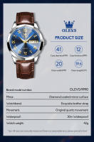 Reloj De Pulsera De Cuero Impermeable Para Hombre OLEVS Con Calendario Y Luz Luminosa Resistente Al Shock Moda Casual De Lujo - details 4