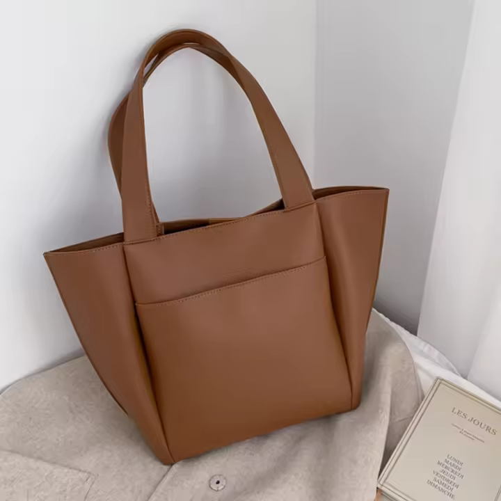 Bolso de gran capacidad para Mujer, bolsos de cuero PU de alta calidad, Bolso de mano Retro Femenino - 1