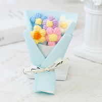 Mini Bouquet De Flores Tejidas Creativo Decoración Floral De Lana Decoración De Hogar Para Aniversario Cumpleaños Graduación - details 5