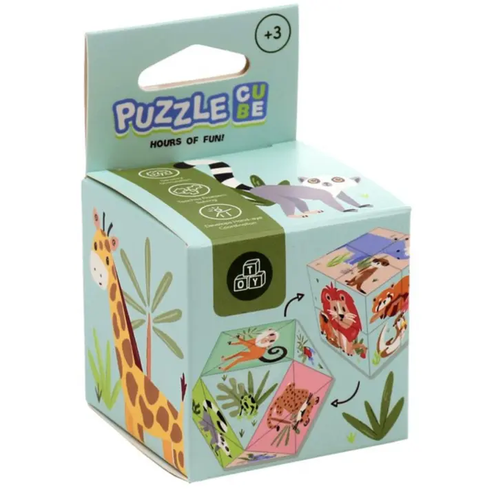 Puzzle Regalo Niños Animales Cubo Rompecabezas Juego  Divertido Manual Educativo.Puckator - 1