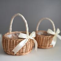 Cesta De Flores Hecha a Mano De Rotura Cesta De Almacenamiento De Paja Para Decoración De Boda Y Hogar Cesta De Novia Ecológica Y Rustica - details 2