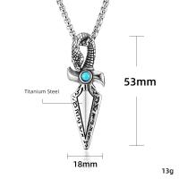 Collar De Acero Inoxidable Titanio Vikingo Pirata Cabeza De Serpiente Flecha Punta De Punta Para Hombres Y Mujeres Estilo Punk Hip Hop Joyería - details 0