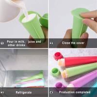Molde de paleta de silicona Paquete de 4 moldes Molde de helado de silicona reutilizable Reutilizable DIY Popsicle con tapas de paletas (colorido) - details 3