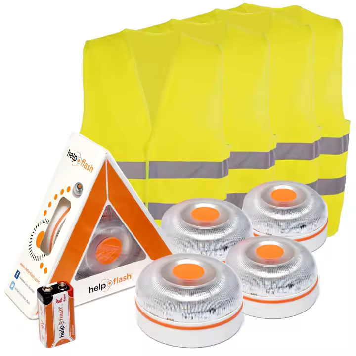 Help Flash - Baliza de Emergencia Compacta y Ligera con Señal V16 de Peligro y Linterna Homologada - 1