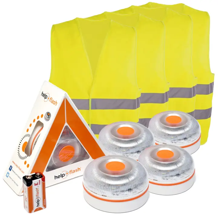 Help Flash - Baliza de Emergencia Compacta y Ligera con Señal V16 de Peligro y Linterna Homologada - 1