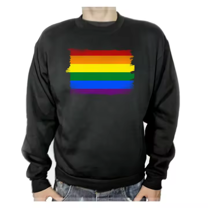 SUDADERA NEGRA BANDERA DIA ORGULLO GAY adulto poliester algodón sweatshirt lgbtiq unidas podemos - 1