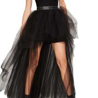 Nueva Llegada De Petticoats Alta-baja Para Vestido De Coctel Elástico De Malla Redonda De Color Negro Rojo Azul Morado Café Rosa Verde Tútú De Halloween Skirt Gótica Adecuado Para Mujeres - details 1