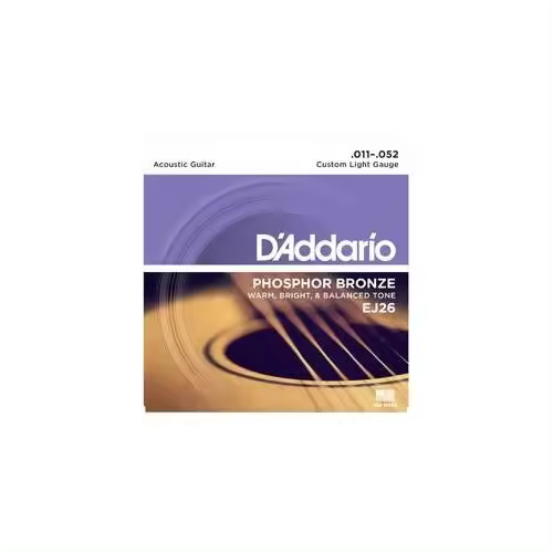 CUERDAS GUITARRA ACUSTICA-D'Addario (EJ/26) Custom Liight Phosphor Bronce (Juego Completo 011/052) - 1