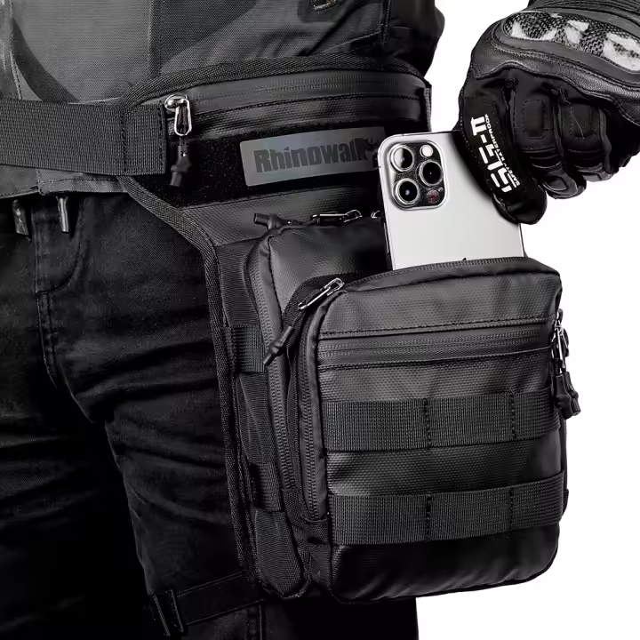 Bolsa De Cintura Para Motocicleta Rhinowalk 3L Estuche De Viaje Para Móvil Con Funda De Cintura Pierna Cadera Bum Negro Gris Verde - 1