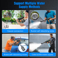 Pistola de agua eléctrica portátil de alta presión sin cable 50BAR con boquilla 6 en 1 3 modos inteligentes Caudal de agua ajustable 5L/min Lavacoches eléctrico doméstico Limpiacoches eléctrico portátil - details 3