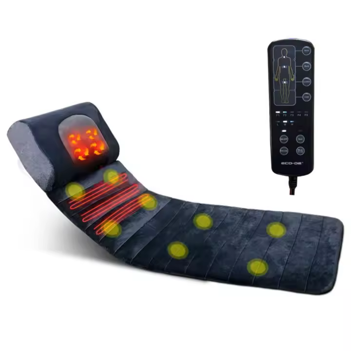 Eco-De Colchoneta de Masaje de Cuerpo Completo con 8 Motores Vibradores y Calor Lumbar | Colchon Masajeador de Espalda y Cuello con Almohada de Masaje Shiatsu, 15 Modos de Masaje - 1