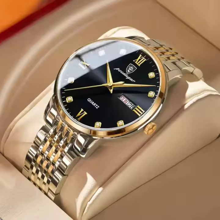 Reloj De Lujo Para Hombre POEDAGAR Deportivo Impermeable Con Luminiscencia Fecha Día De La Semana Acero Inoxidable Reloj De Cuarzo Con Estuche - 1