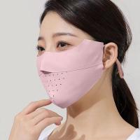 Máscara Facial De Seda Hielo Para Mujer Protección Solar Alta Calidad Color Sólido Transpirable Para Ciclismo Caza Correr Y Deportes Al Aire Libre - details 15