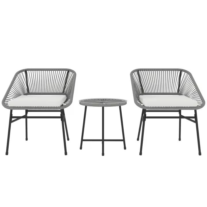 Conjunto de muebles de Jardín, muebles de salón de Balcón al Aire Libre, asientos 2, Juego de 3 piezas With 2 Sillas, Mesa Auxiliar, Weather-Resistant Jardín tumbonas de Jardín, Terraza Balcón - 1