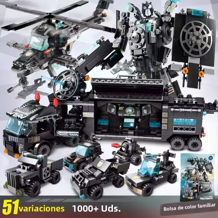 1000PCS Bloques De Construcción De Estación De Policía De La Ciudad Camión SWAT Figura Militar WW2 Para Niños Juguetes Educativos De Plástico ABS Tamaño Pequeño Compatible Con Lego - 1