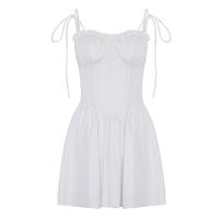Vestido De Verano Elegante Heyoungirl Con Encaje Y Alzas En Los Hombros Y Aros En Blanco Estilo Princesa A-Line Con Protecciones De Seno Chic Para Vacaciones - details 1