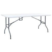 vidaXL Mesa de jardín plegable con 2 bancos acero y HDPE blanco 180 cm - details 2