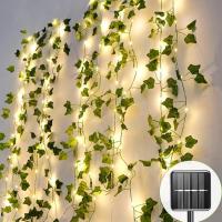 12M 120 LED Guirnalda Luces Exterior Solar, Hiedra Artificial con Luces Solares, 8 Modos Impermeable LED Solar Luz Alambre Cadena de Luces Solares Decoración - details 1