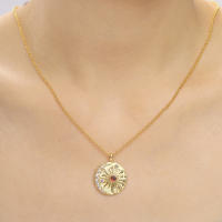Encanto Collar con colgante de sol y luna de circonita sintética de cobre y temperamento a la moda para mujer, ideal como regalo de fiesta. - details 2