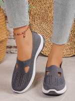 Zapatillas De Mujer En Color Sólido Transpirables Zapatillas Casuales De Verano De Bajo Térmico Tejidas Zapatos Casuales Para Mamá - details 22