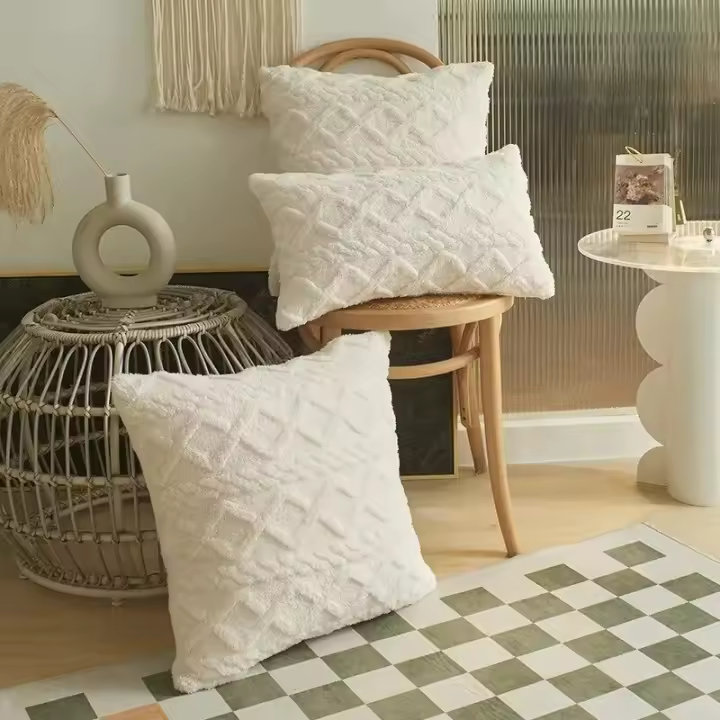 Cubierta De Cojín Tejida Vintage En Peluche Estilo Simple Para Cabeza Y Espalda Sin Estampado Material De Peluche - 1