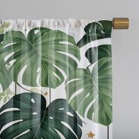 Valance De Ventana Decorativo Estilo Pastoral Con Patrón De Planta 2 Piezas Malla Translúcida Para Decoración De Sala De Estar Y Dormitorio - details 2