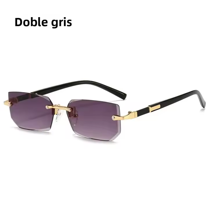 Gafas De Sol Rectangulares Sin Montura Para Hombres Y Mujeres Moda Retro Protección UV400 Viajes De Verano Tamaño Único - 1