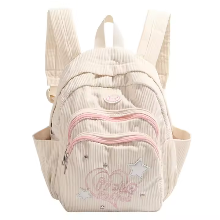 Mochila De Corduroy Estilo Y2K Para Estudiantes Moda Mochila Para Portátil Casual Con Varios Bolsillos Para Vacaciones Para Adolescentes Y Mujeres - 1