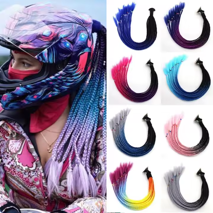 24 Pulgadas Trenzas De Casco Para Mujer Trenzas De Motocicleta Con Succión Estilo Coletas Moto Accesorios De Casco - 1