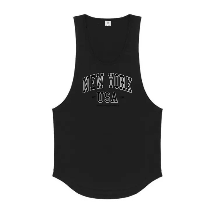 Camiseta De Algodón Transpirable Para Hombres Verano Sin Mangas Deporte Fitness Gimnasio Running Tops De Hombros Vazios - 1
