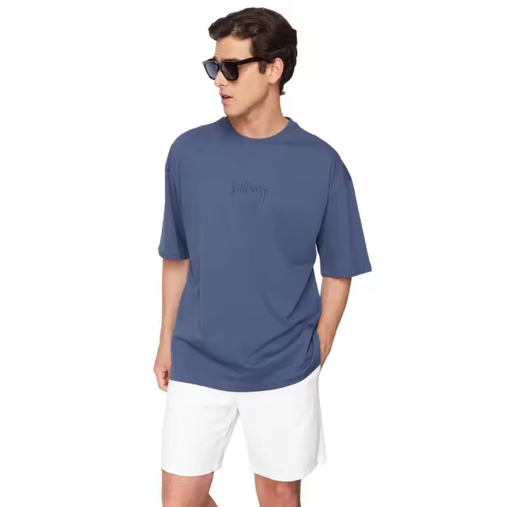 Trendyol Anthracite Oversize/Wide Cut 100% Cotton Back Printed T-Shirt Tmnss24Ts00003 - 1