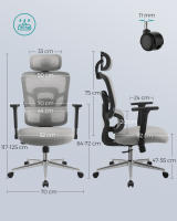 Silla Ergonómica de Oficina con Respaldo Alto de Malla - Soporte Lumbar Ajustable, Reposacabezas y Apoyabrazos 3D Ajustables, Ideal para Escritorio - details 7