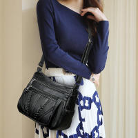 Bolso De Hombro Para Mujer Estilo Casual Gran Capacidad Bolsos Mensajero Color Sólido Negro Bolso De Mano De Viaje Cruzable - details 0