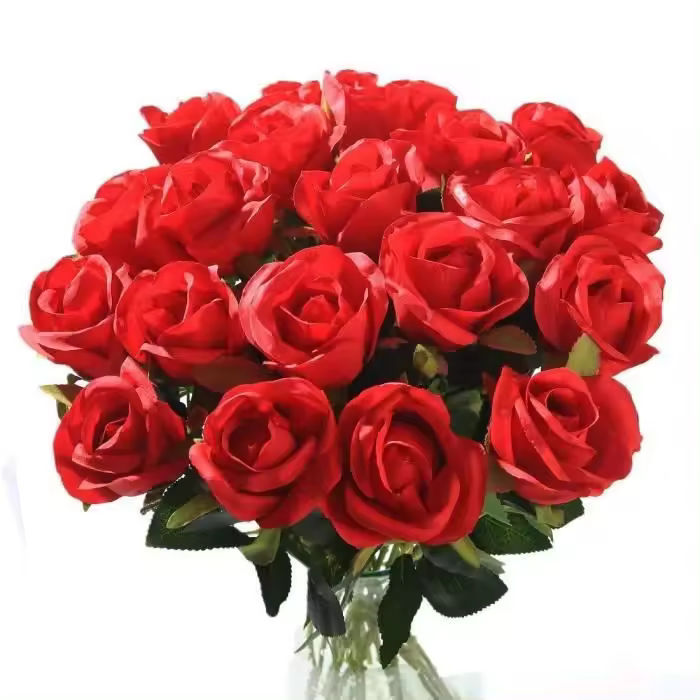 10 Rosas Artificiales de Seda para ramno de Novia, Jardín, Fiesta de cumpleaños, decoración de Boda, color Rojo - 1