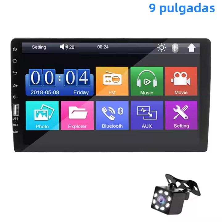 Reproductor Multimedia MP5 Para Coche 9 Pulgadas Pantalla Táctil FM ISO Entrada Auxiliar Bluetooth USB Línea Espejo Universal 1 Din - 1