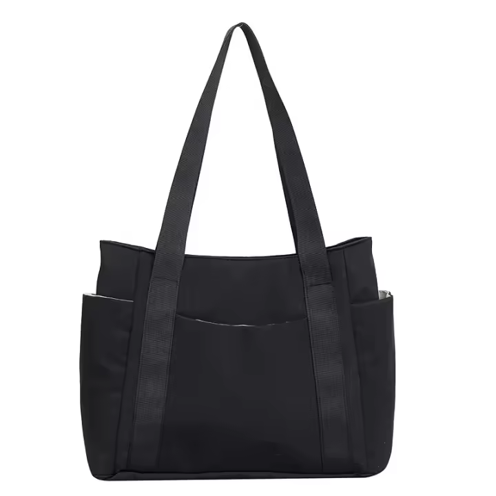 Bolso de hombro de color liso para mujer, bolso informal de nailon de gran capacidad con estilo infantil, bolso de compras sencillo - 1