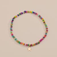 Anklet Bohemio Colorido Con Pendiente De Amor De Granos De Arroz Para Mujeres Material De Aleación De Hierro Y Resina - details 4