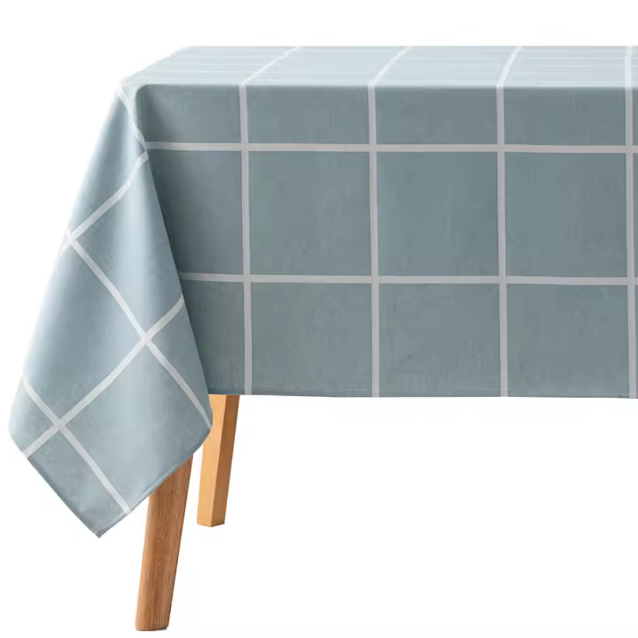 GAMUSI - Mantel antimanchas rectangular jacquard, impermeable, tacto tela, caída natural, algodón combinado diseño a cuadros grandes FRAME - 1