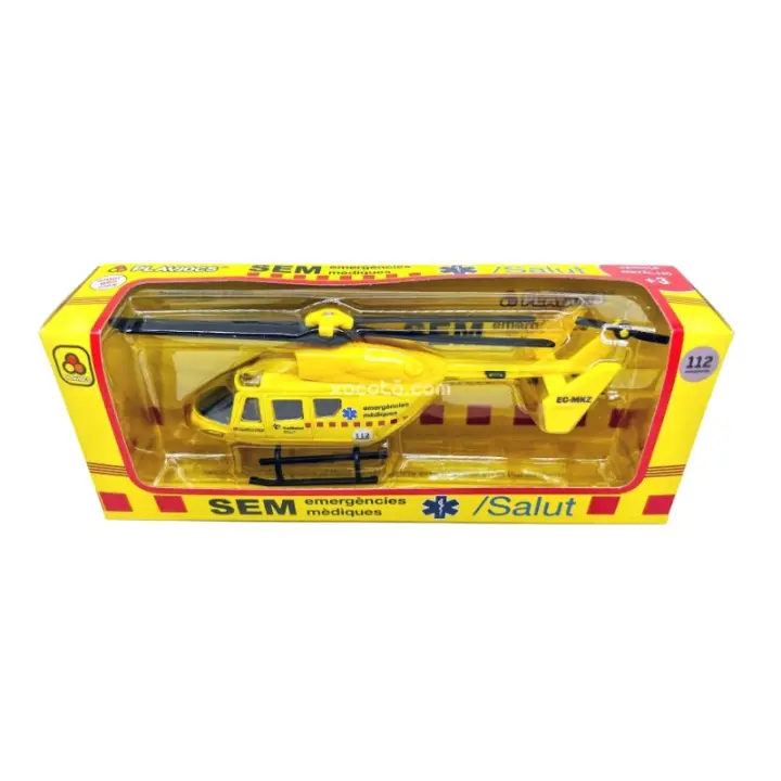 Helicóptero Ambulancia SEM - Maqueta de vehíclo en miniatura, metálico, hélices giratorios y abatibles - Escala 1:35 - xocoto - 1