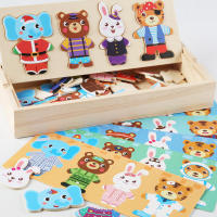 -rompecabezas de madera de Pequeño Oso para niños, juego de vestir, juguete educativo para bebés, cambia la ropa - details 8
