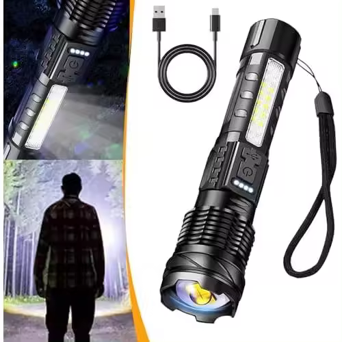 Linterna, linterna táctica led, linterna táctica a70 ipx7, linternas tácticas recargables por usb, linterna de lúmenes altos resistente a golpes,Linterna Recargabl - 1
