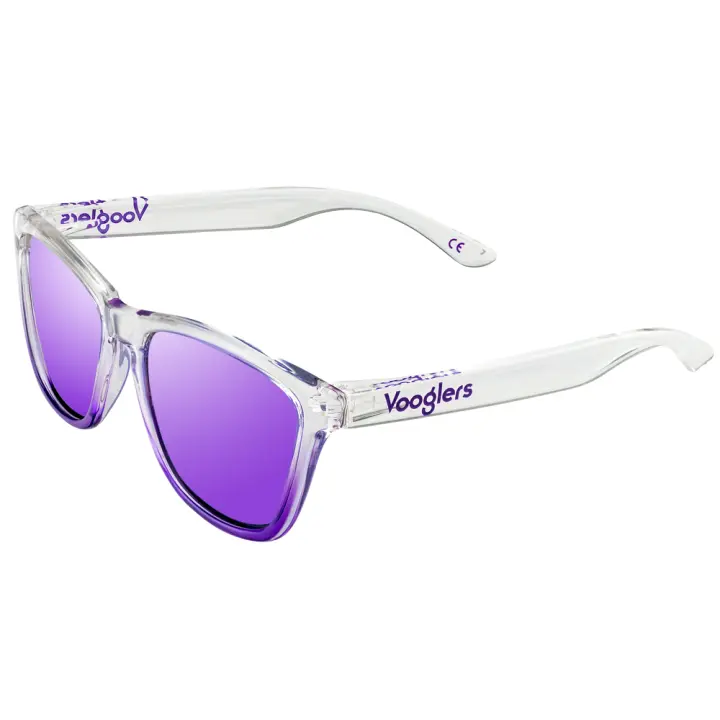 VOOGLERS - POLARIZED UNIQUE Bora Bora Beach Gafas de Sol Polarizadas Para Hombre y Mujer Unisex, Cristales Lentes de Espejo, UV400, Moda / Verano, Montura Bicolor Morado / Transparente - 1