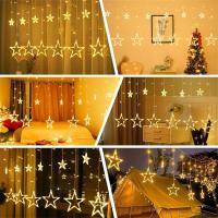 Curtain De Luces LED En Forma De Pentagrama Control Remoto Para Decoración Interior De Bodas Cumpleaños Y Navidad Luz De Ambiente Impermeable - details 4