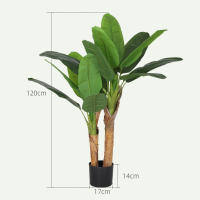 HOMCOM Bananera Artificial Ø17x120 cm Planta Artificial con Maceta y 15 Hojas Planta Artificial Decorativa para Interior Verde - details 2